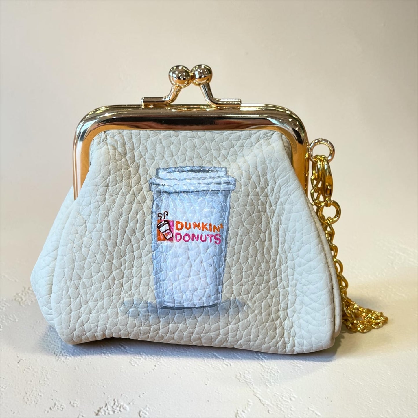 Dunkin- Hand-Painted Leather Pouch - Change Purse