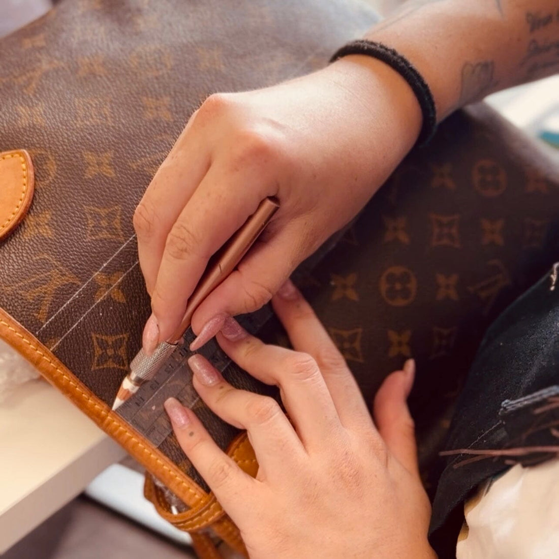 Custom artwork onto a Louis Vuitton