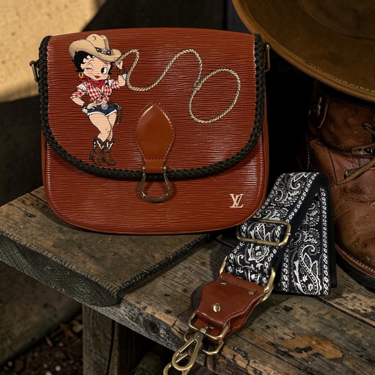 Hand painted Louis Vuitton Bag
