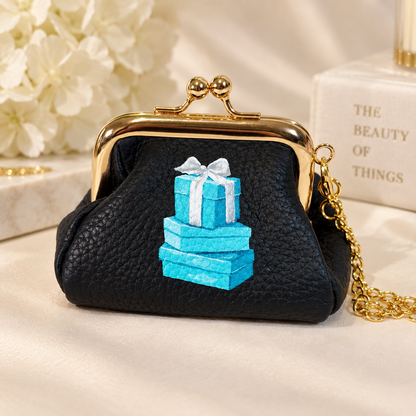 A Gift - Hand-Painted Leather Pouch - Change Purse