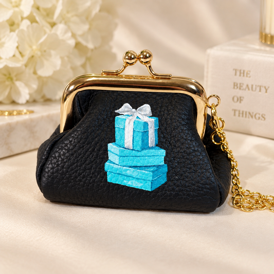 A Gift - Hand-Painted Leather Pouch - Change Purse