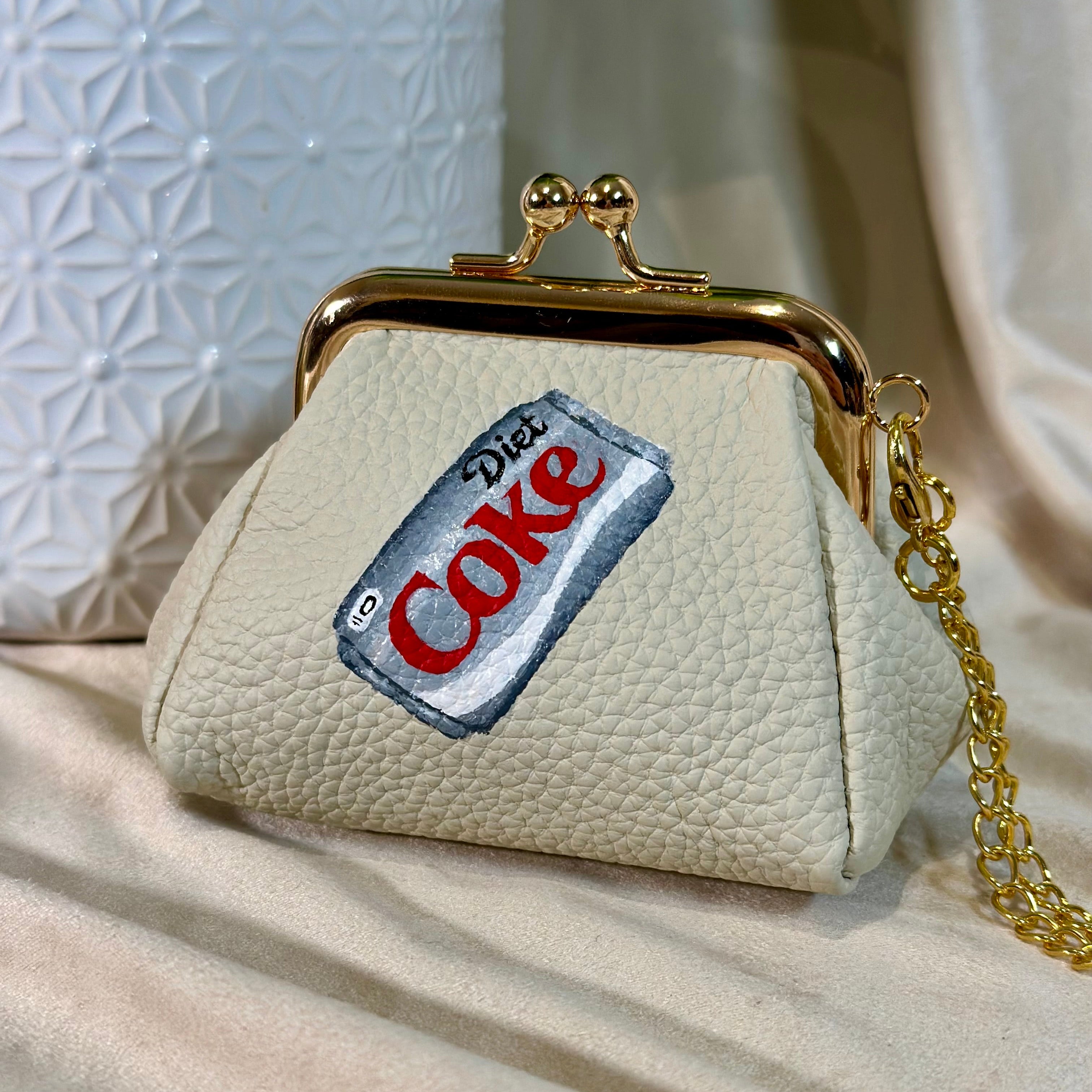 Diet Coke Series -Hand-Painted Leather Pouch - Change Purse – New