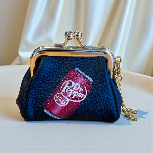 Dr. Pepper - Hand-Painted Leather Pouch - Change Purse