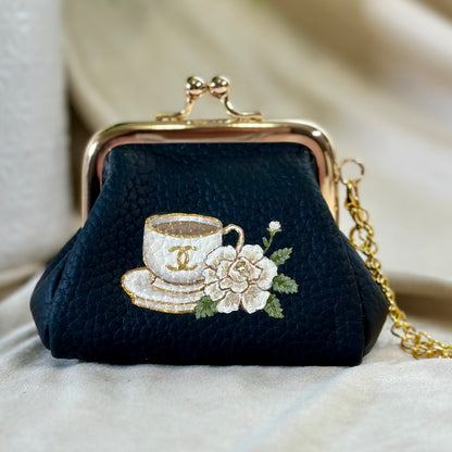 BUNDLE- My Cup of Tea - Hand Painted Leather - Jewelry Case & Pouch