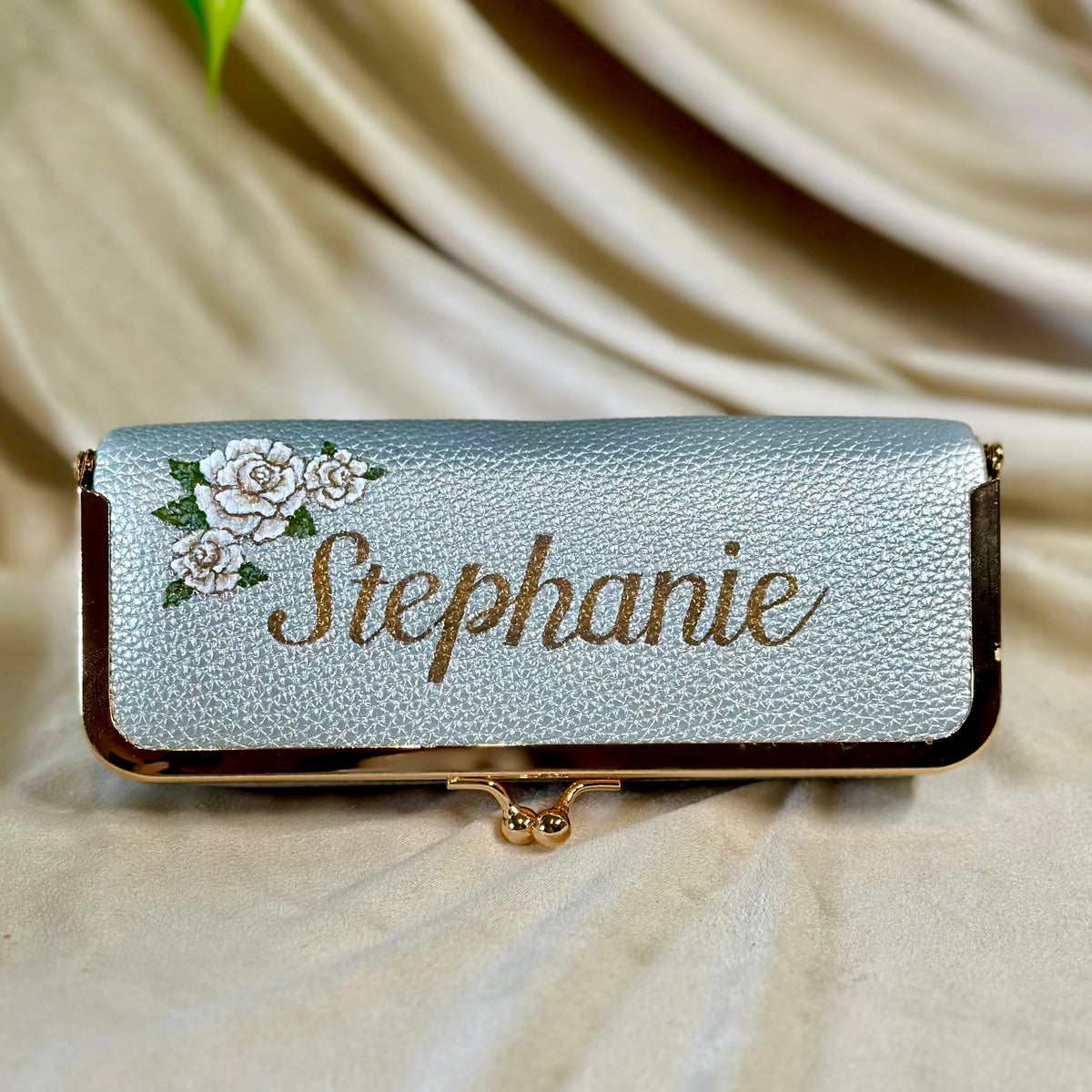 Your NAME - Hand Painted Leather - Travel Jewelry Case
