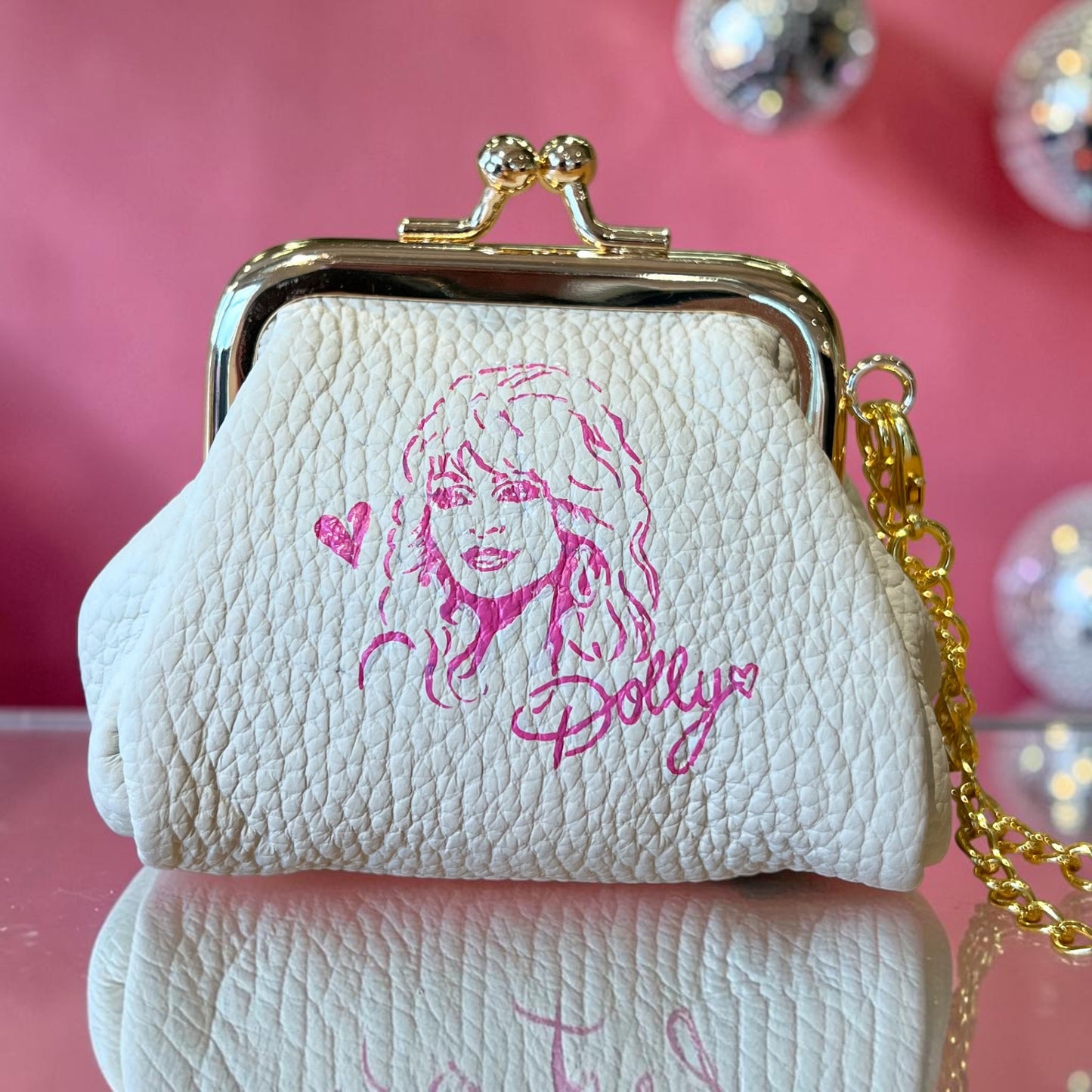 Dolly- Hand-Painted Leather Pouch - 👝 Change Purse