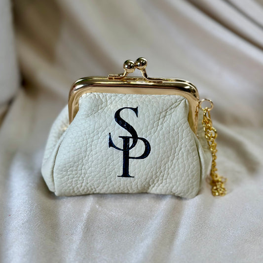 Initials- Hand-Painted Leather Pouch - Change Purse