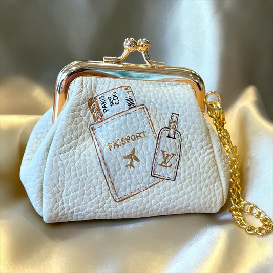 Lux Passport- Hand-Painted Leather Pouch - Change Purse
