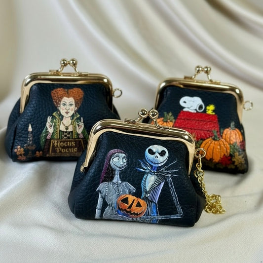Halloween BUNDLE- Hand-Painted Leather Pouch - Change Purse