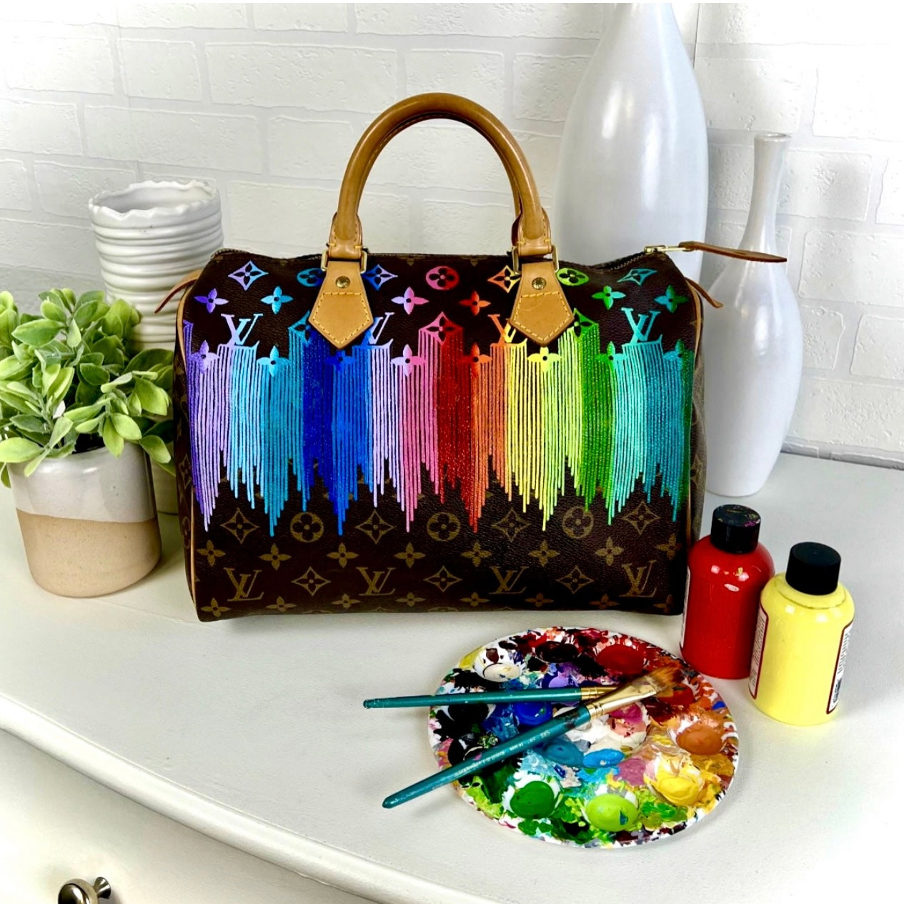 Louis Vuitton Hand-Painted - Rainbow Reflection