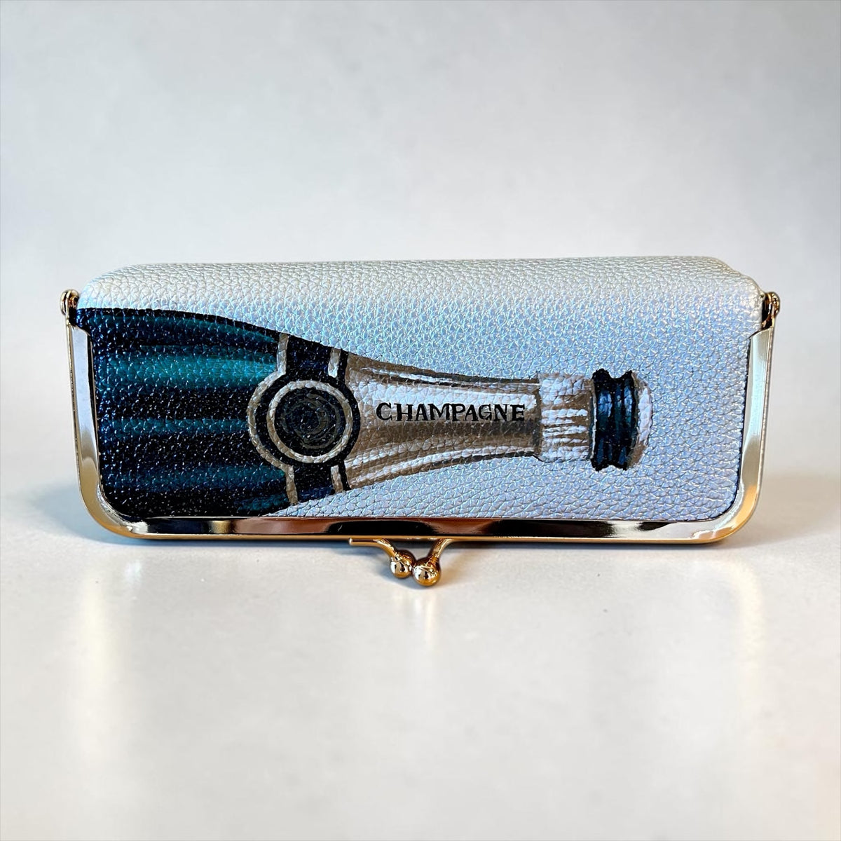 Champagne- Hand Painted Leather - Travel Jewelry Case