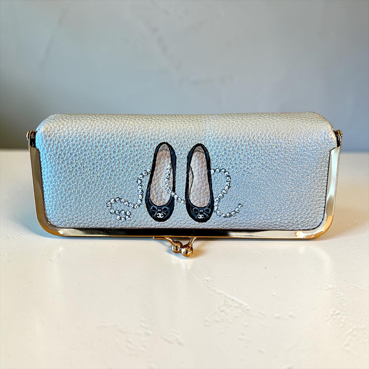 Lux Slippers- Hand Painted Leather - Travel Jewelry Case