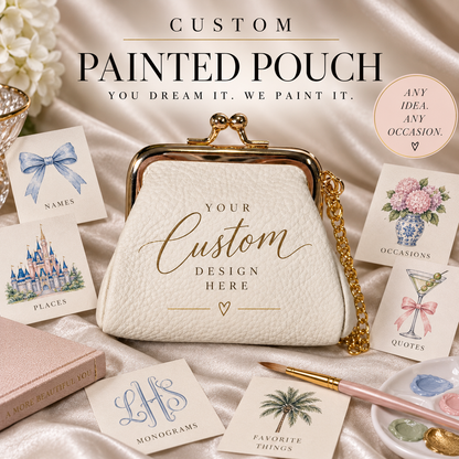Custom- Hand-Painted Leather Pouch - Change Purse