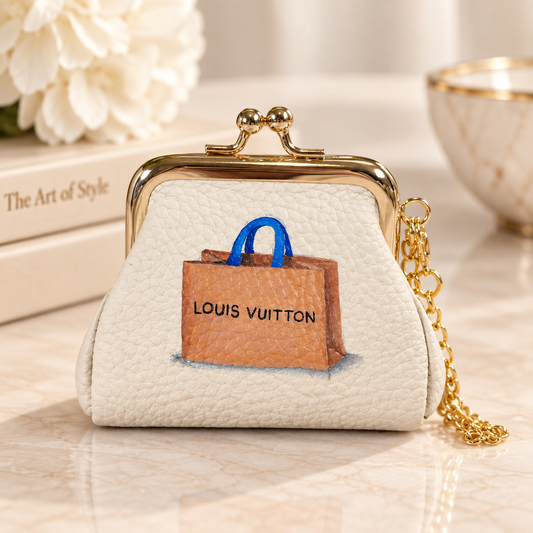 LV Bag - Hand-Painted Leather Pouch - Change Purse