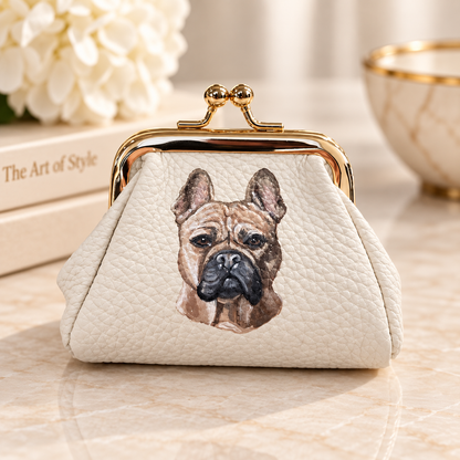 Custom Pet Portrait - Hand-Painted Leather Pouch - Change Purse