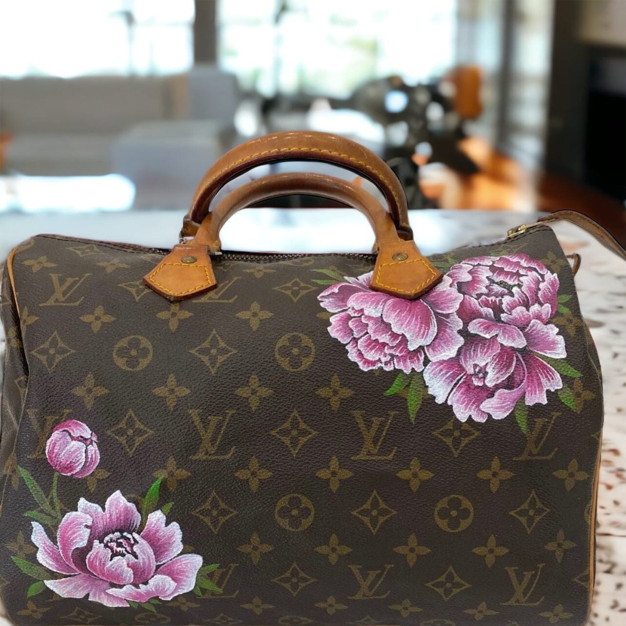 custom painted lv bag