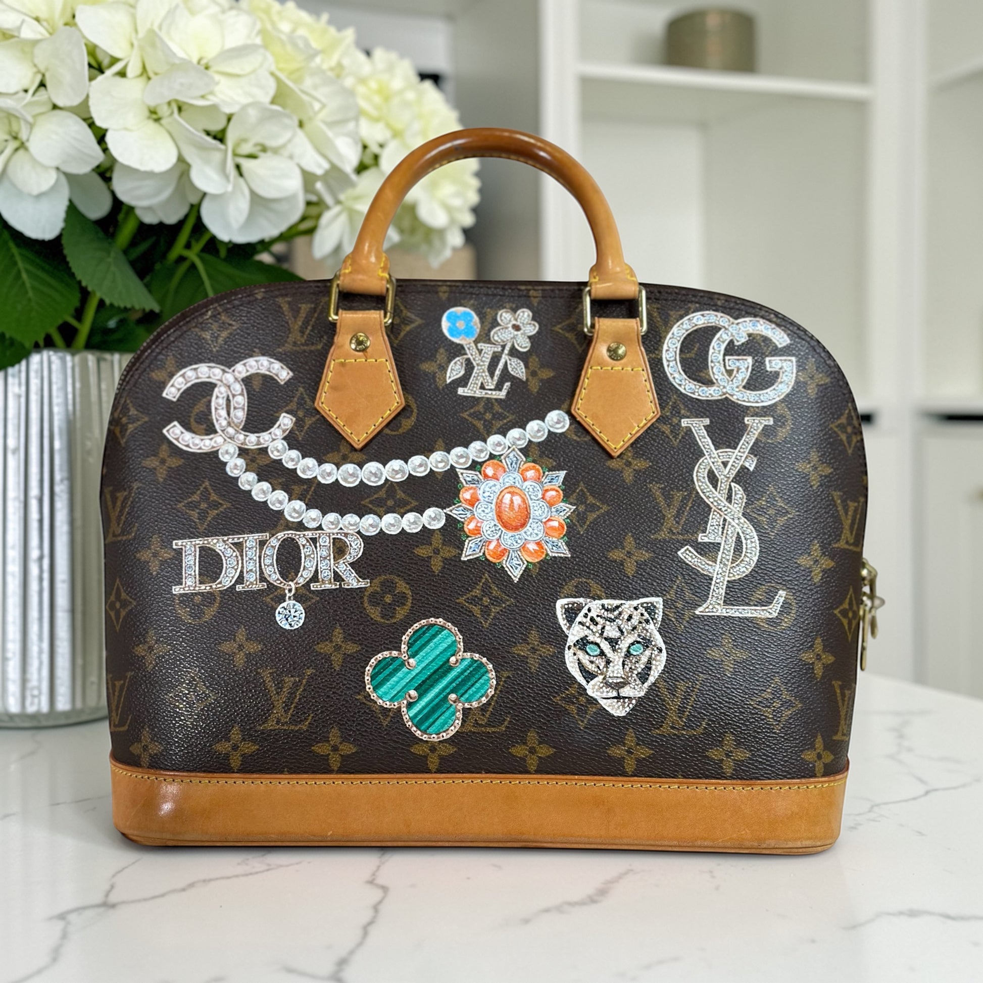 Hand painted Louis Vuitton Bag