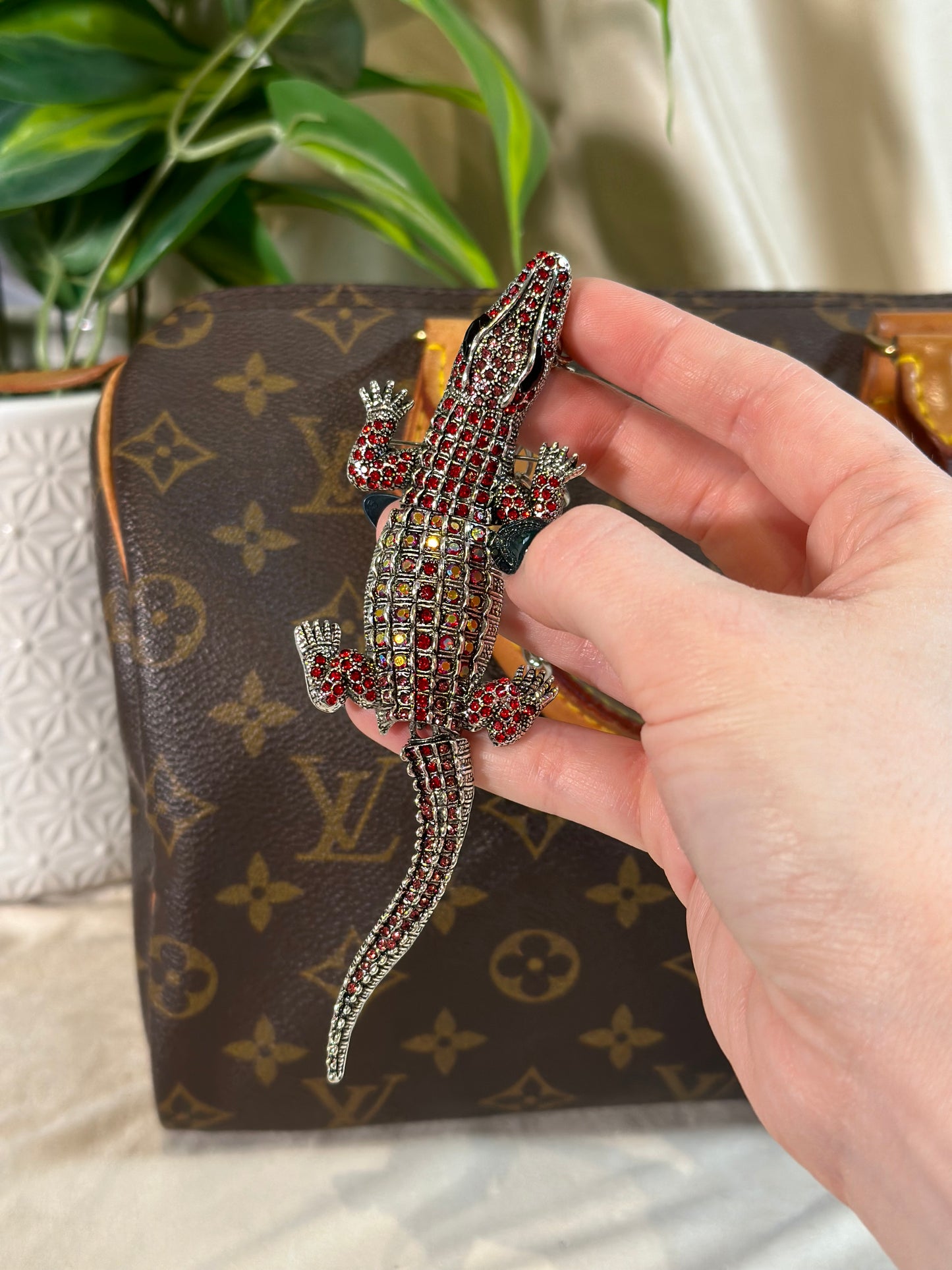 Purse Charm- Later Red Gator