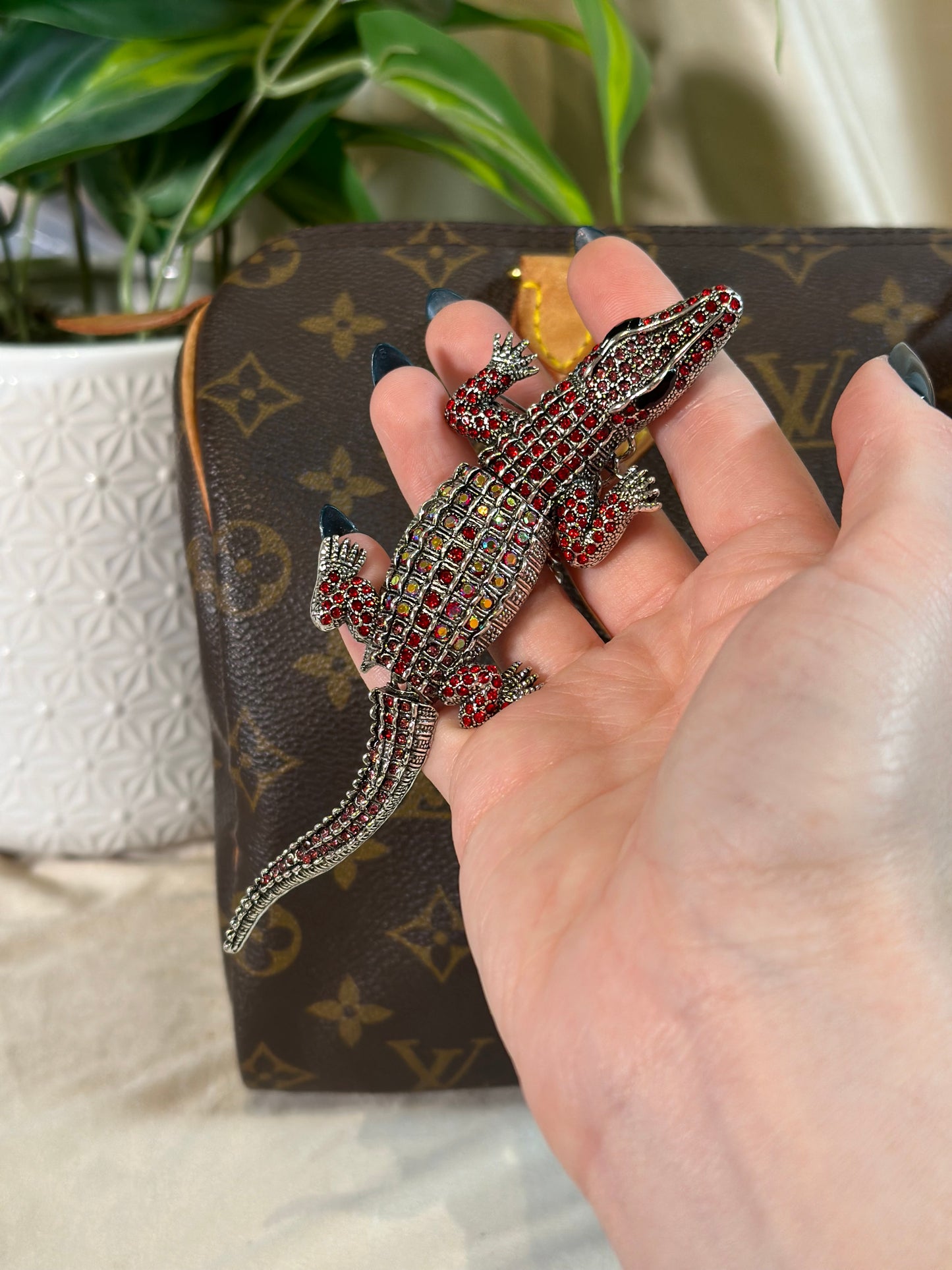 Purse Charm- Later Red Gator