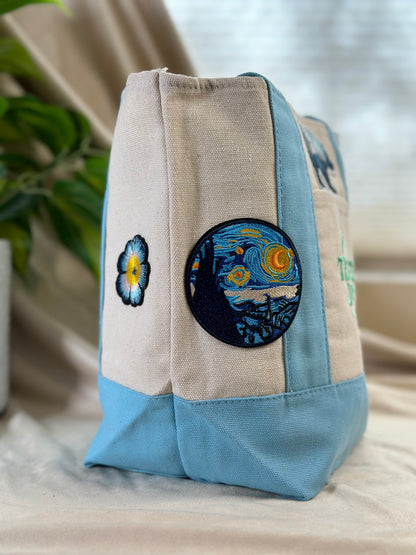 Artful -Trader Joe's Mini Tote Bag - Baby Blue