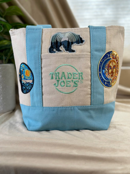 Artful -Trader Joe's Mini Tote Bag - Baby Blue