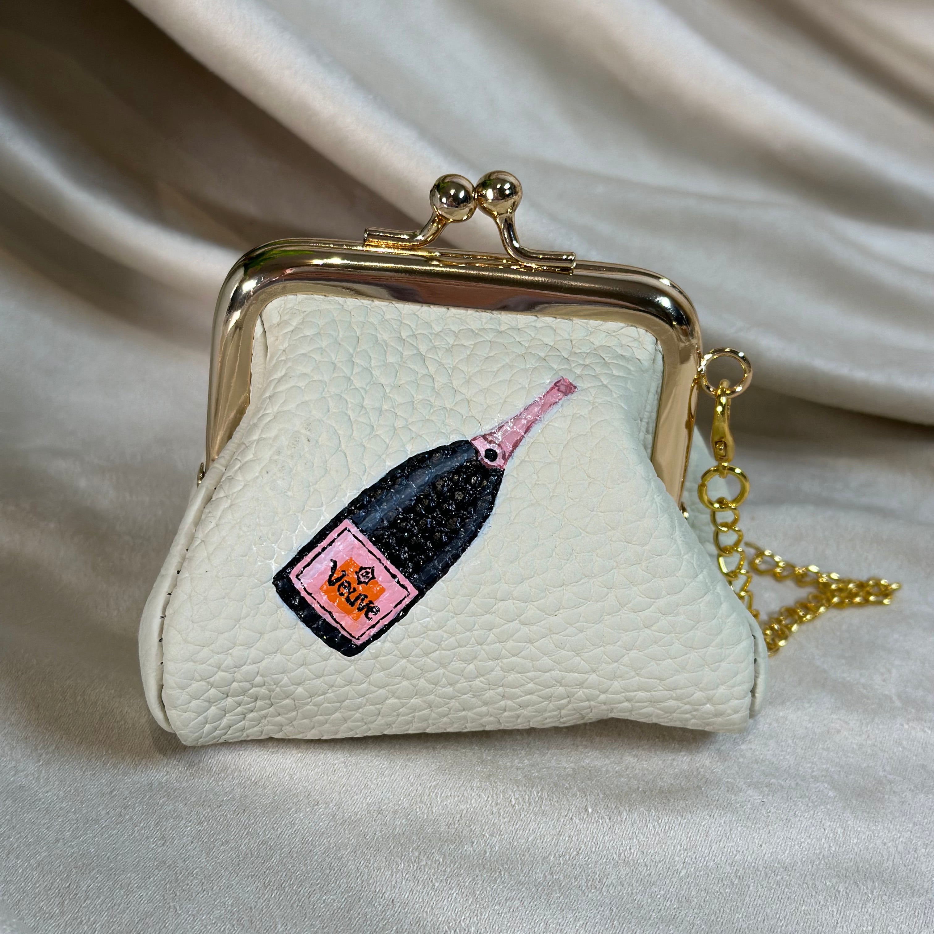 Rose' All Day- Hand-Painted Leather Pouch - Change Purse – New