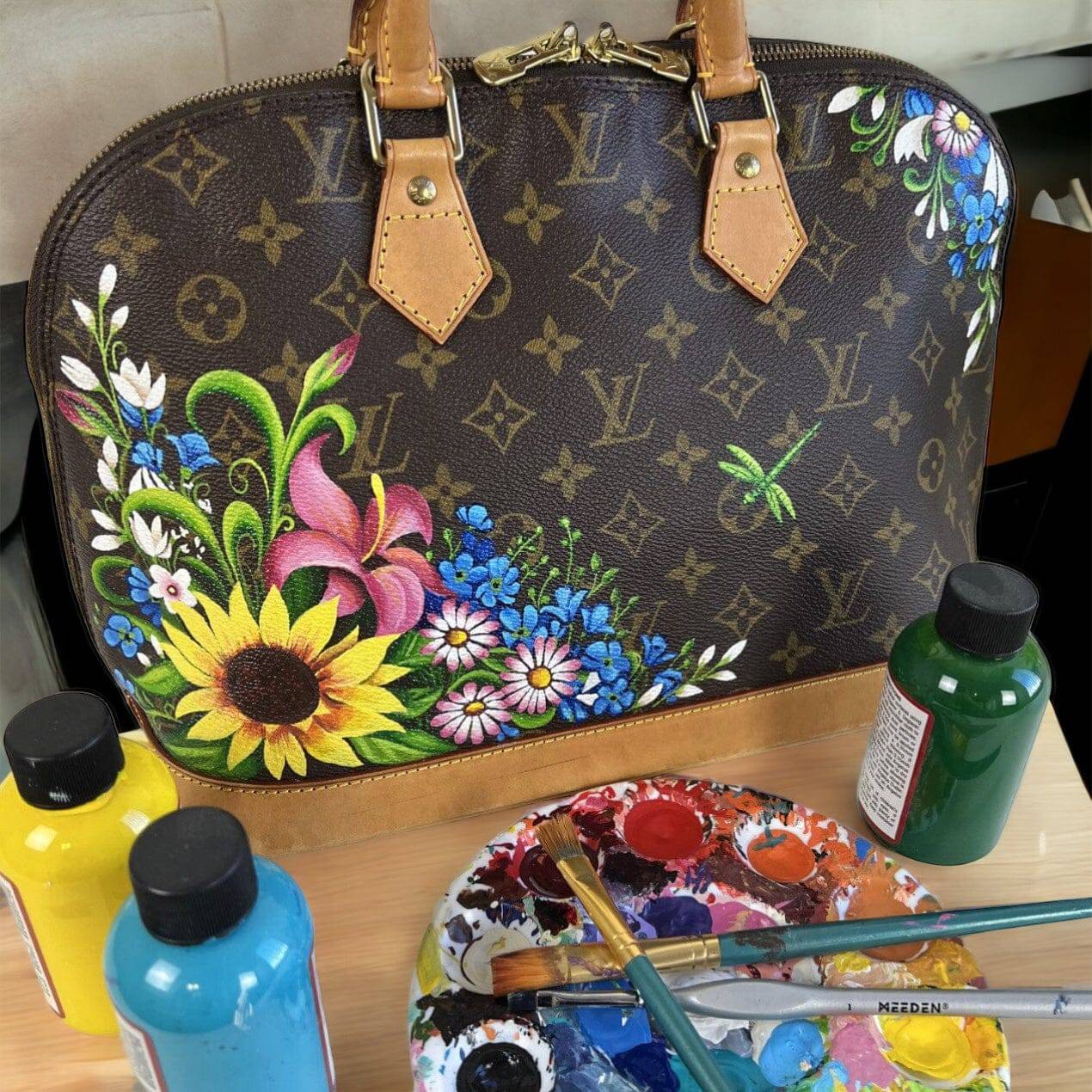 Hand painted Louis Vuitton Bag