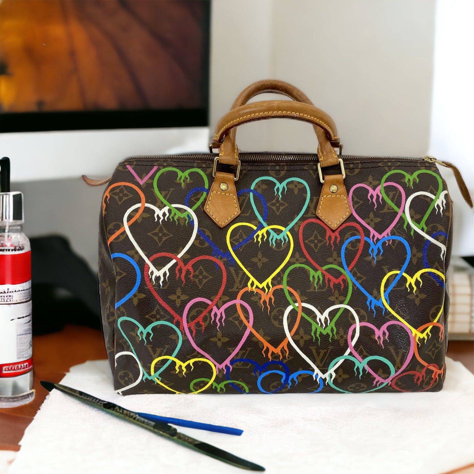 Hand painted Louis Vuitton Bag