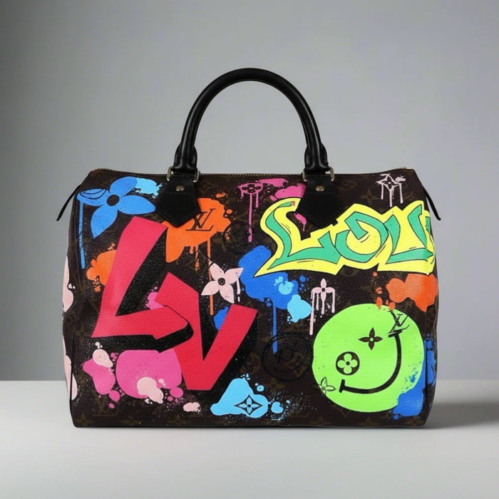 Louis Vuitton hand-painted Luv 2B Happy with colorful joyful design