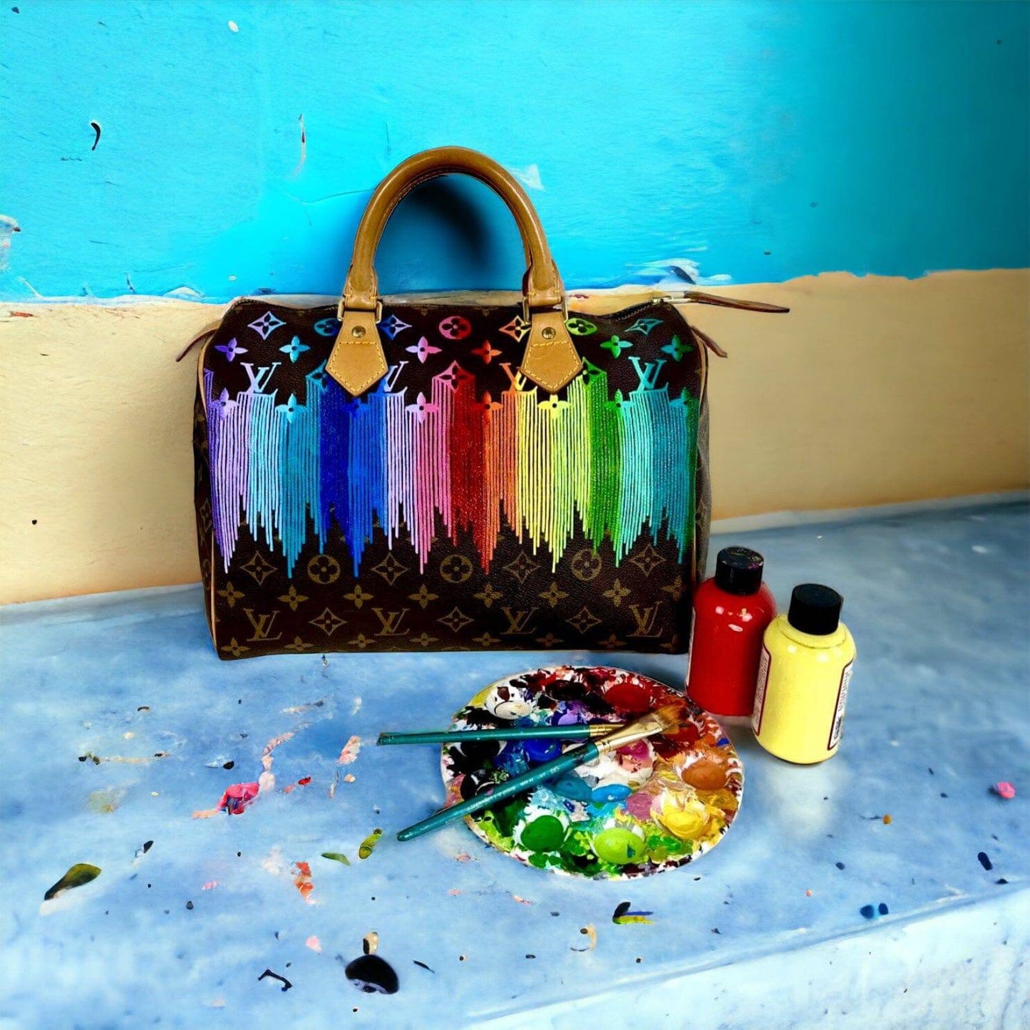 Hand painted Louis Vuitton Bag