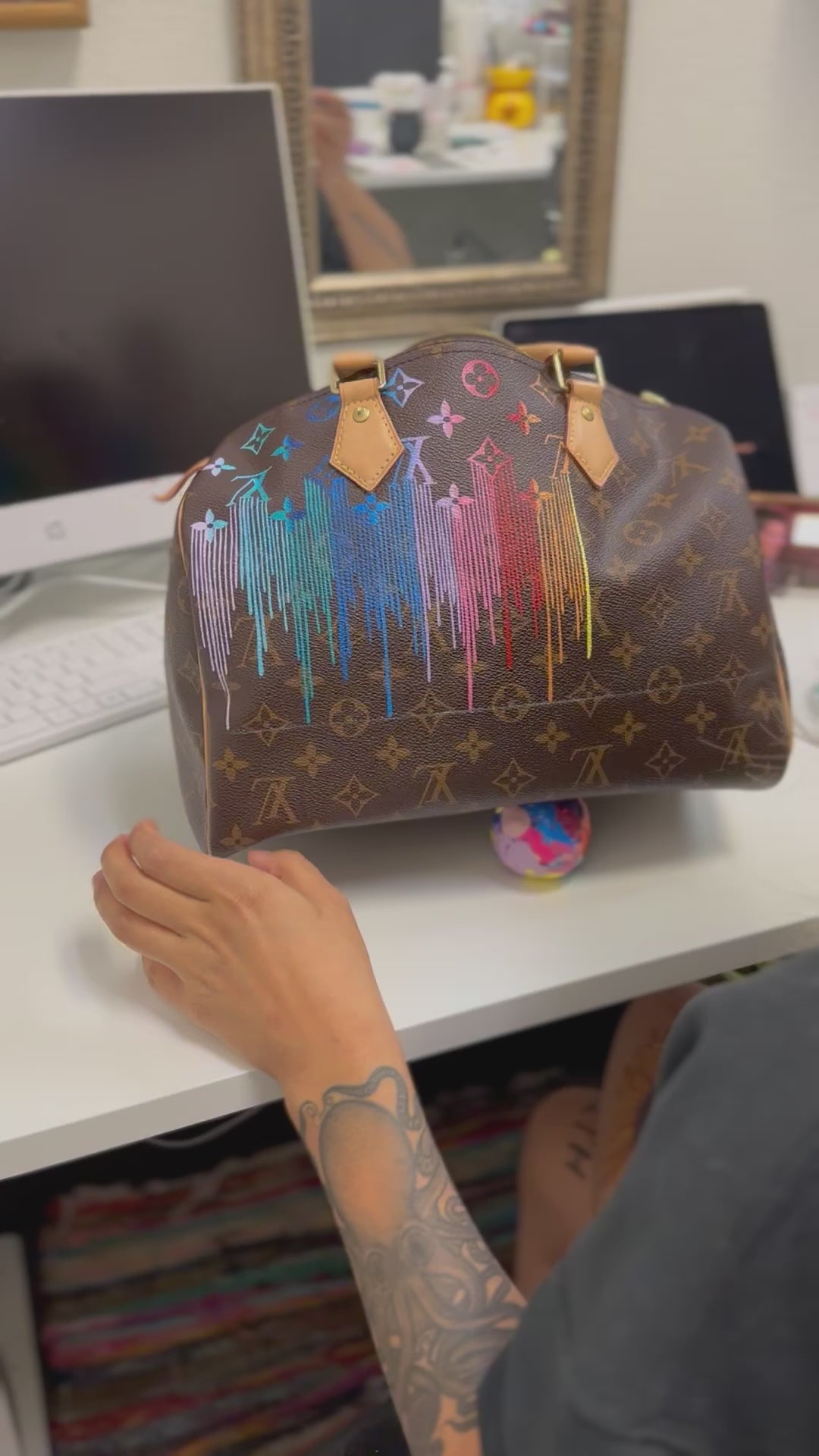 Hand Painted, Vintage Louis Vuitton Speedy 30 - Hand Painted, Vintage Louis Vuitton Speedy 30 -