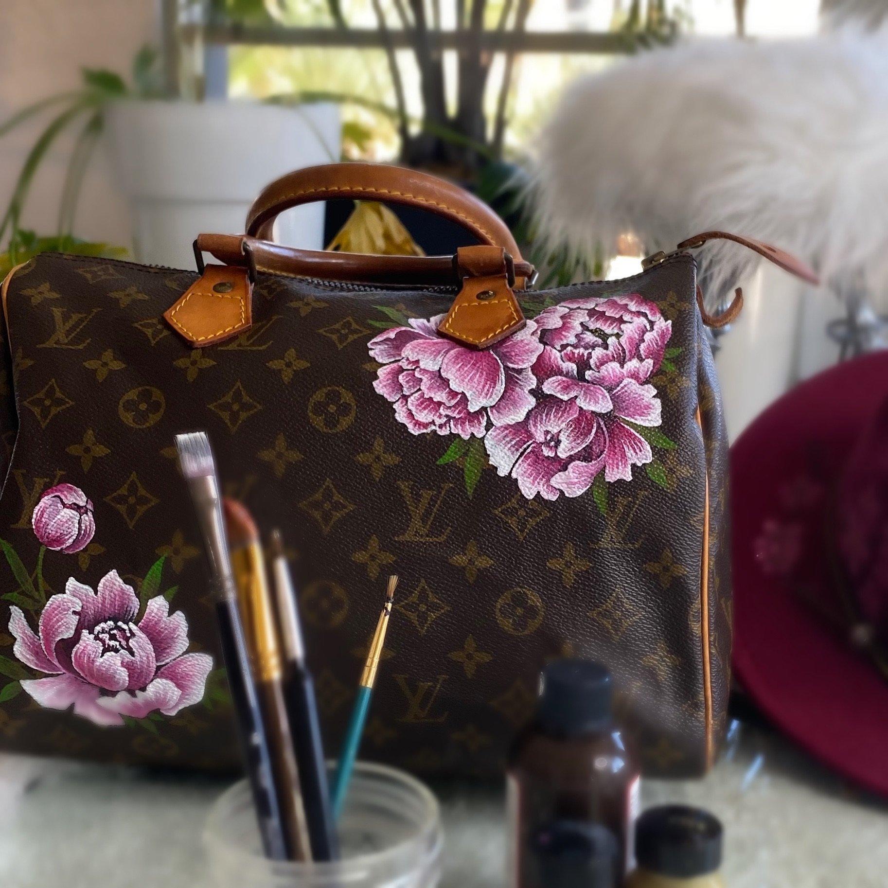 Louis Vuitton, Bags, Custom Louis Vuitton Speedy 3 Vintage Monogram  Canvas Bag Hand Painted Pink