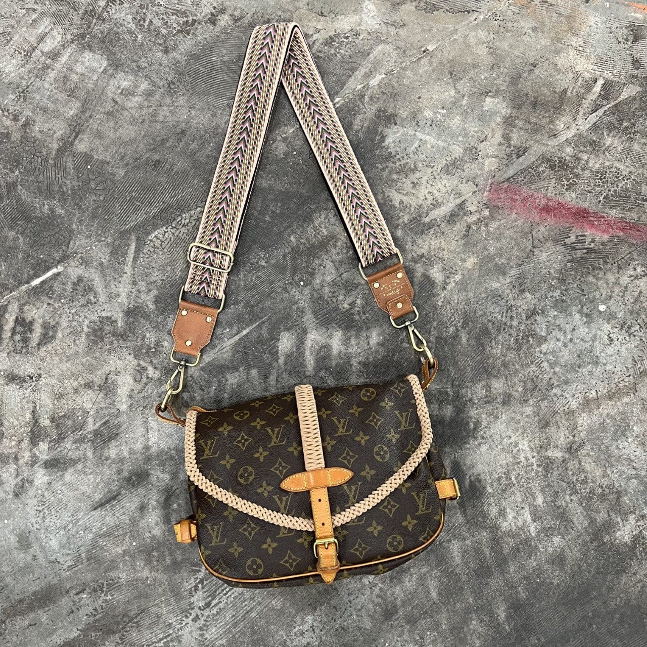 Hand Laced, Preloved Louis Vuitton Saumur 30 - "Clean and Simple Artwork" Artwork Bag by New Vintage